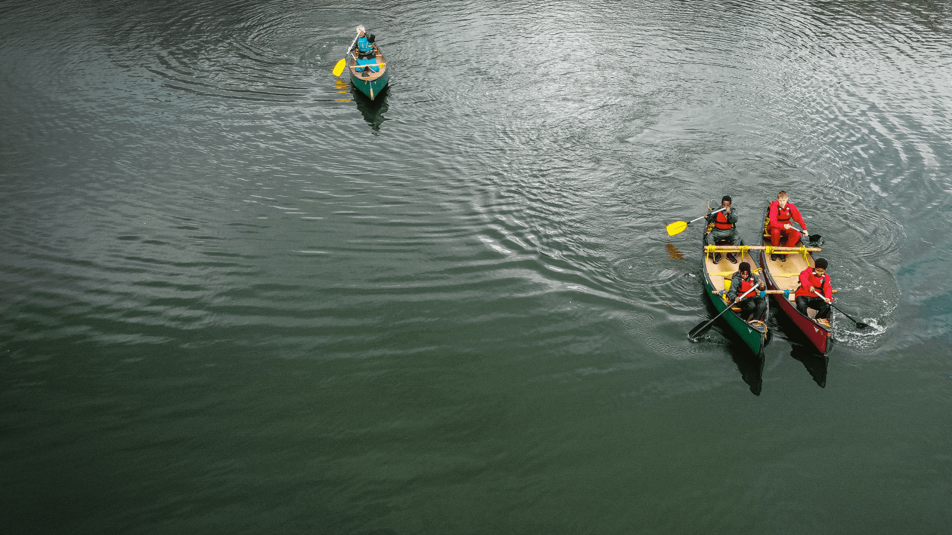 People kayaking in a lake
