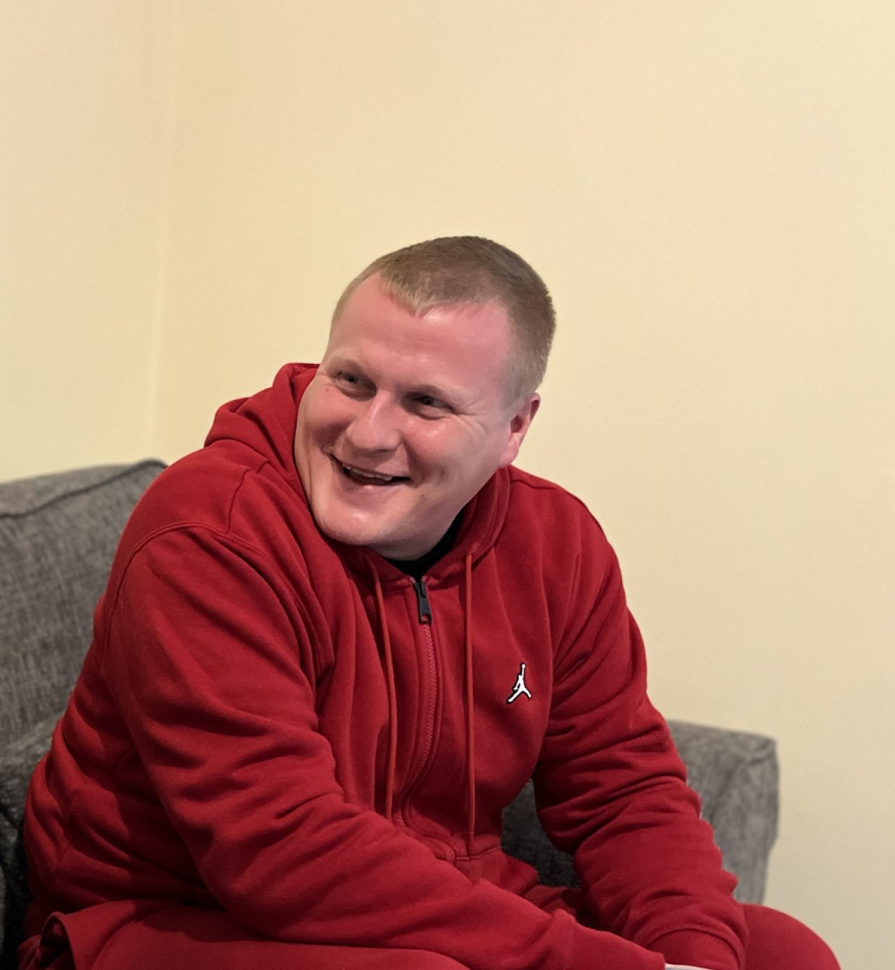 image of service user with ex-service personnel worker.