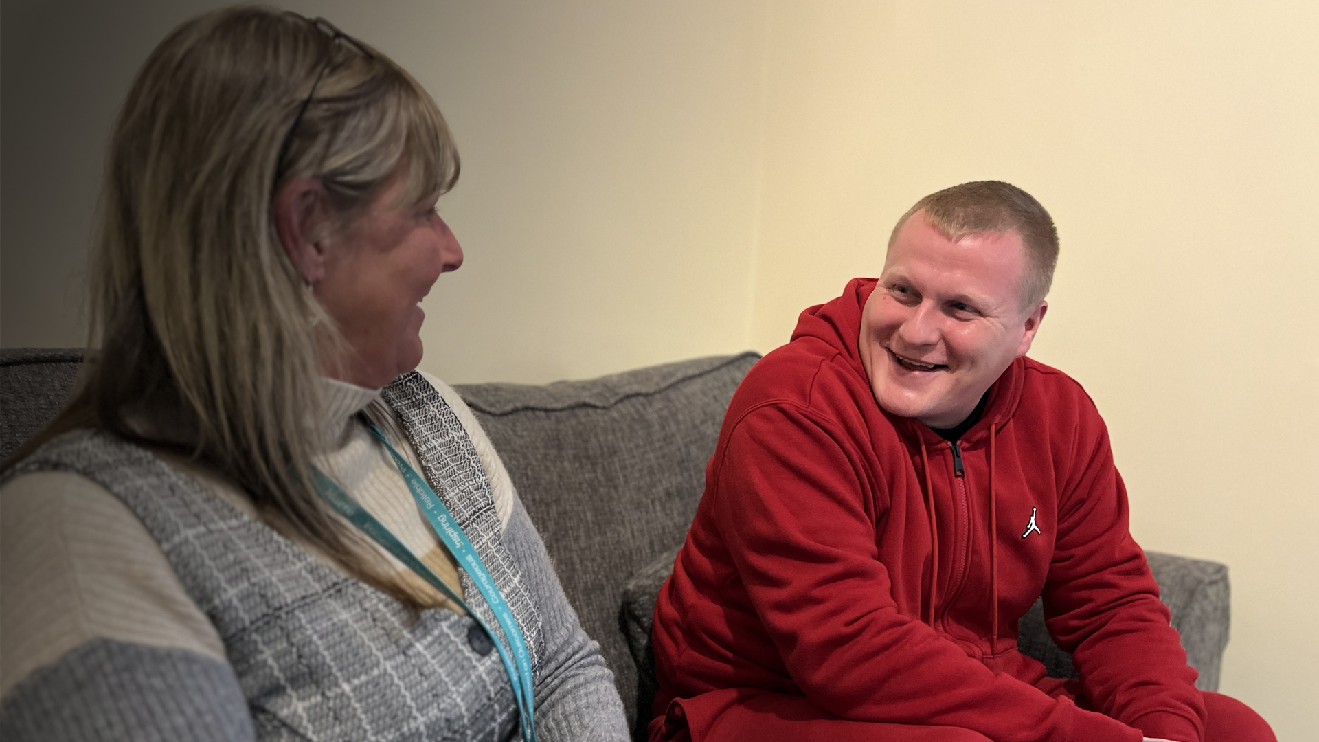 image of service user with ex-service personnel worker.